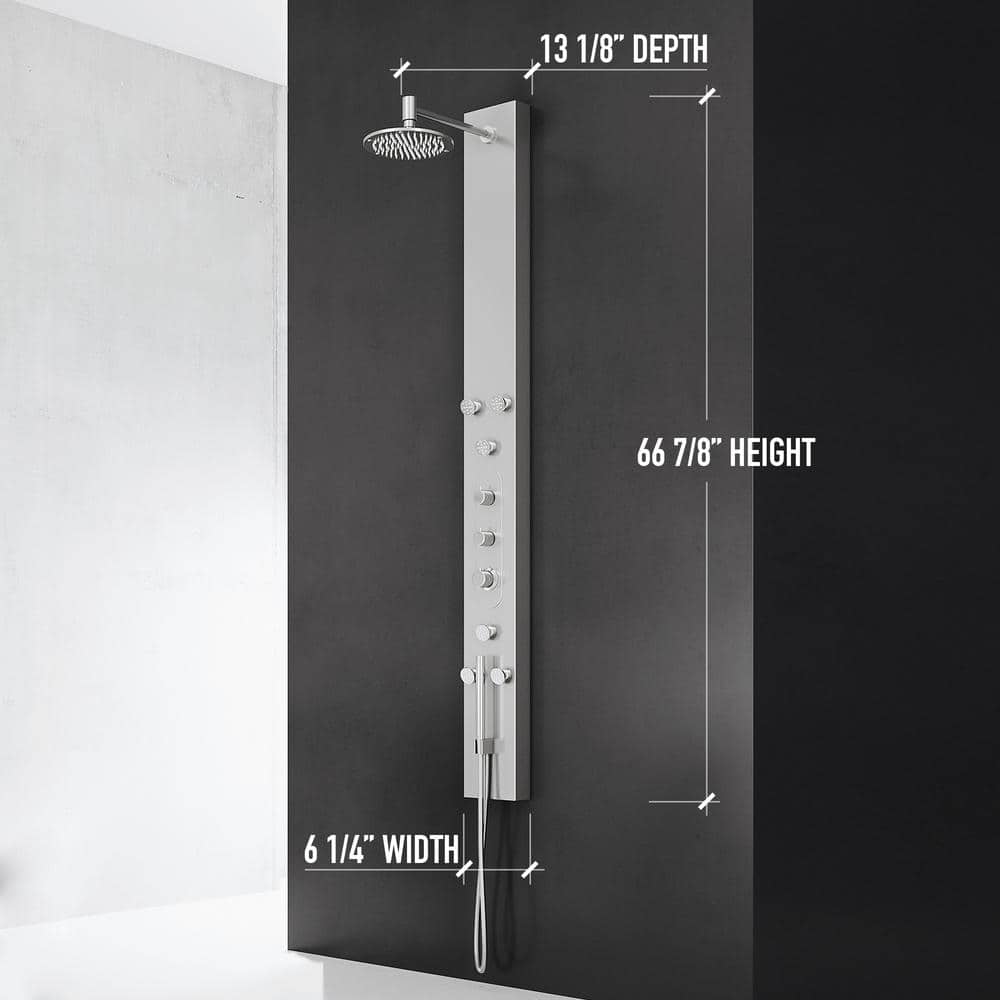 Dilana 67" Stainless Steel 6-Jet Shower System with Hand Shower