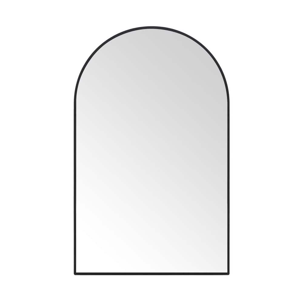 30 in. W x 48 in. H Modern Arched Metal Framed Wall Mounted Bathroom Vanity Mirror in Black price history on PriceWatchPro