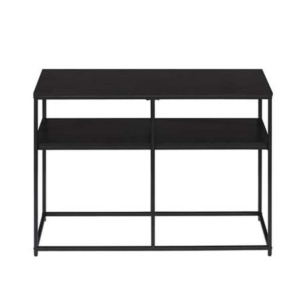 Winado 41 in. Black Oak Wood Rectangle with Frame Console Table Industrial Style Triamine Board
