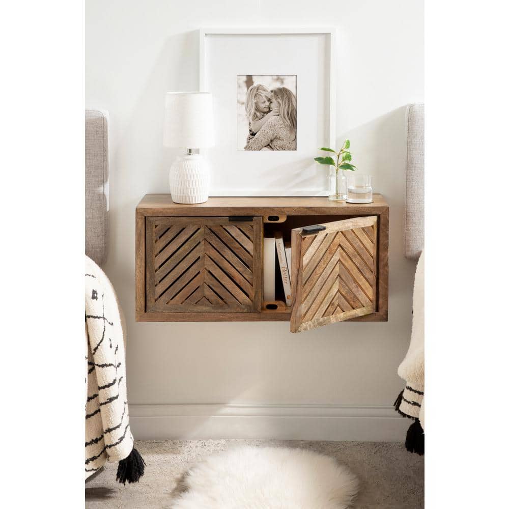 Rustic Brown Mango Wood 2-Door Wall Cabinet