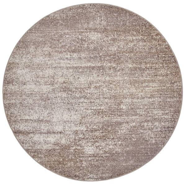 Unbranded Florida Beige 8 ft. x 8 ft. Modern Abstract Round Area Rug