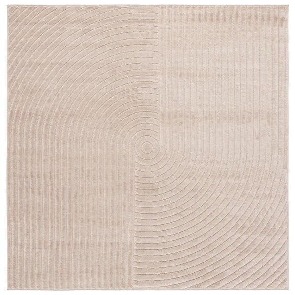 SAFAVIEH Selena 7 ft. x 7 ft. Beige High-Low Swirl square Area Rug