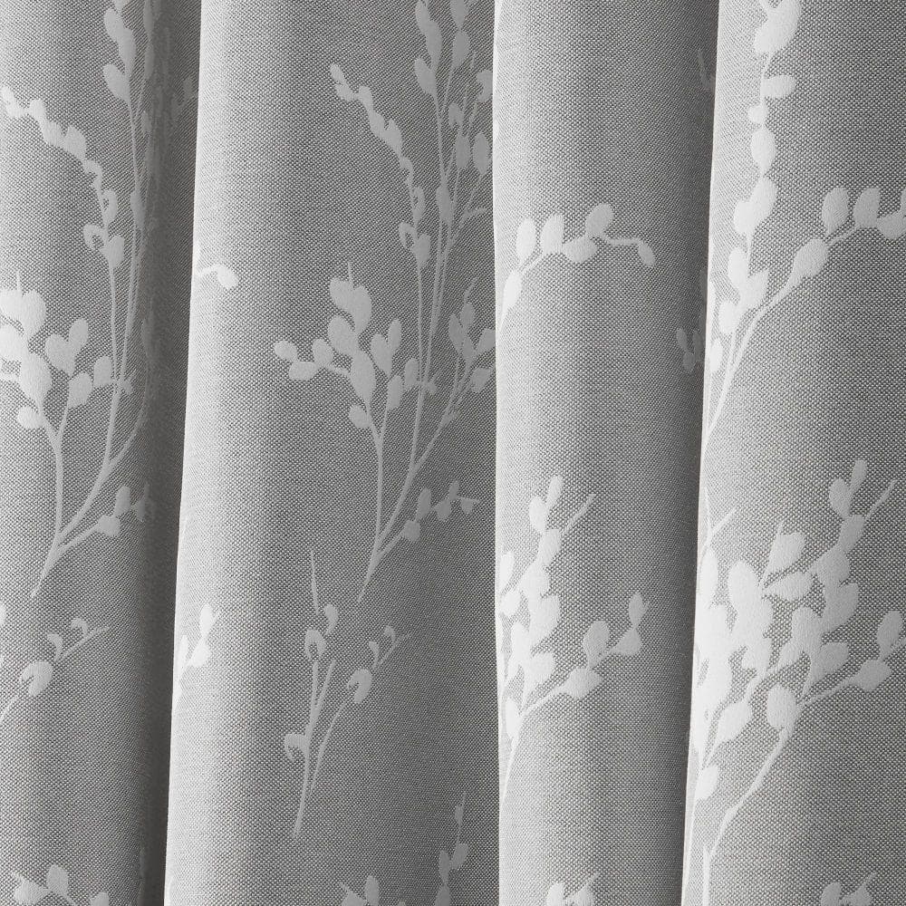 Ash Gray Floral Room Darkening Grommet Curtain Panels