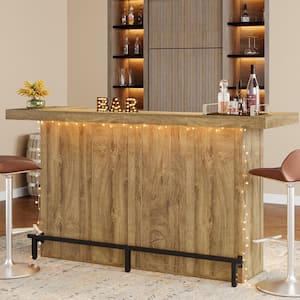 BYBLIGHT Kearsten Wooden Bar Counter with 5 Muti-Bottle