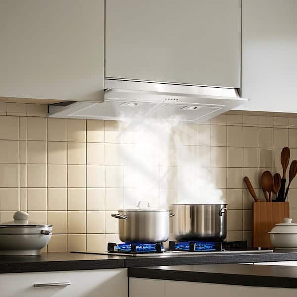 28 in. 600 CFM Convertible Insert Range Hood with 2-Charcoal Filters and 2-5W LEDs Touch Control in Stainless Steel