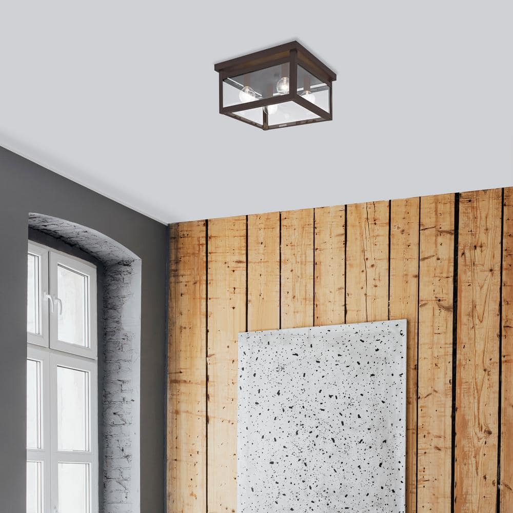 Milford Bronze and Glass 4-Light Ceiling Mount