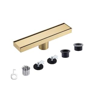 12 in. Linear Grid Shower Drain in Brushed Gold
