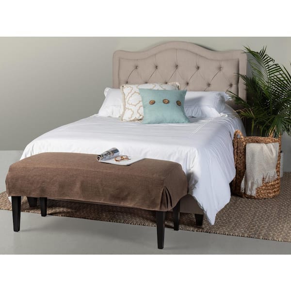 Leffler Home Allure Diamond Tufted Queen Upholstered Bed with Side Rails and Footboard in Crawford Linen