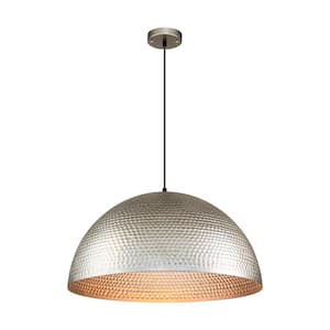 Nicholas 1-Light Silver Hammered Metal Oversized Dome Pendant Light