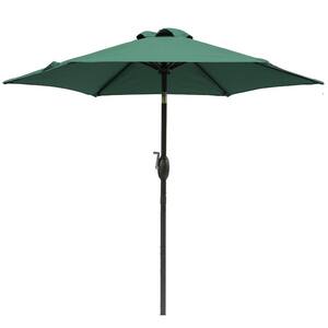 7.5 ft. Aluminum Outdoor Patio Umbrella with Hand Crank Lift in Dark Green