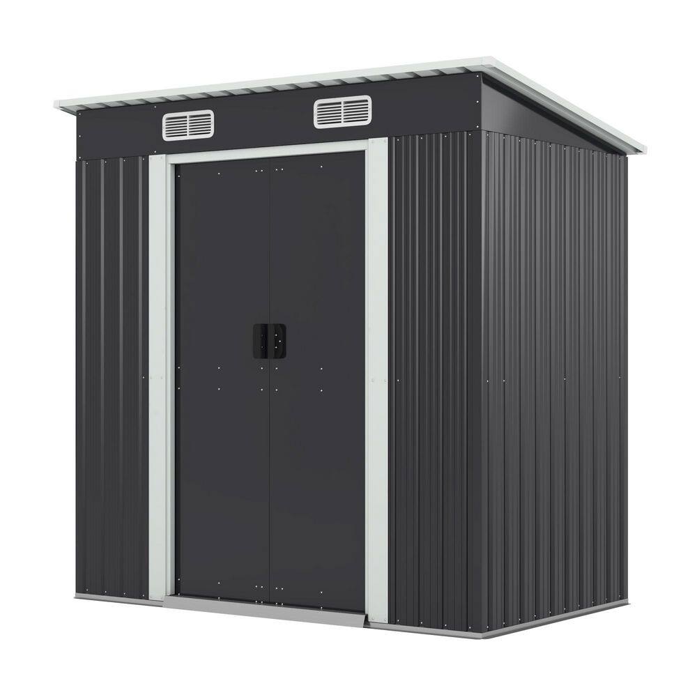 6' x 4' Dark Gray Galvanized Steel Outdoor Storage Shed