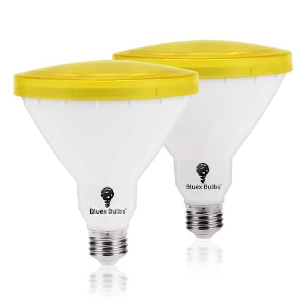 BLUEX BULBS 100-Watt Equivalent PAR38 Household Indoor/Outdoor LED Light Bulb in Yellow (2-Pack)