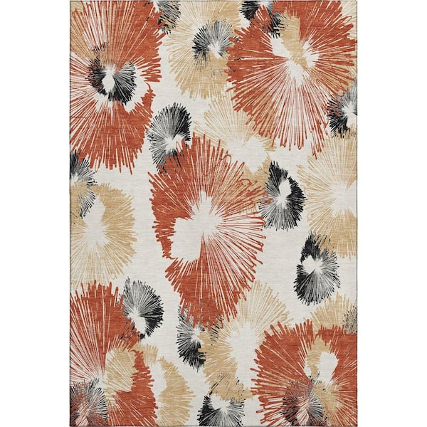 Mayfield Premium Machine Washable Abstract AMF2132 Paprika 10 ft. x 14 ft. Area Rug