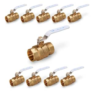 3/4 in. FIP x 3/4 in. FIP Premium Brass Full Port Ball Valve (10-Pack)