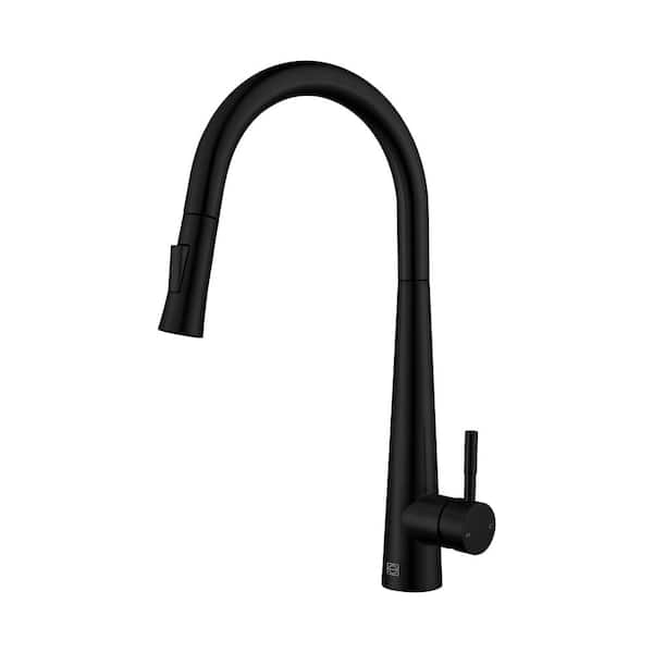 Unbranded Timeless Home Matte Black 18 in. Pull Down Sprayer Kitchen Faucet with 360° Spout Swivel
