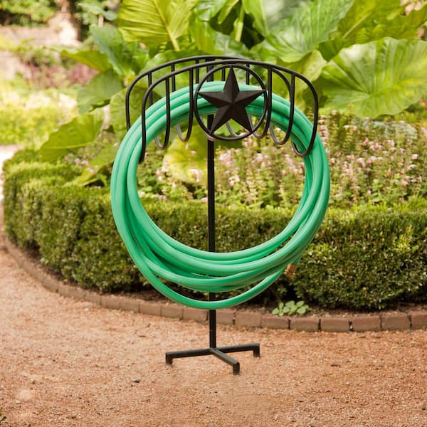 Liberty Garden Manger 125' Hose Stand with Star, Black