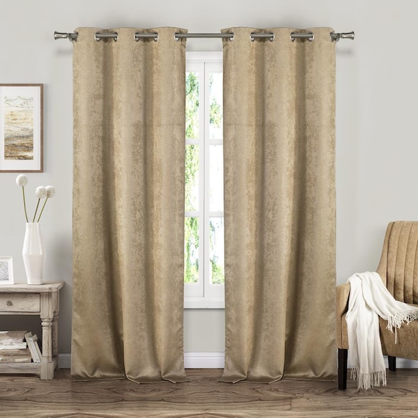 BLACKOUT 365 Taupe Thermal Grommet Blackout Curtain - 37 in. W x 84 in. L