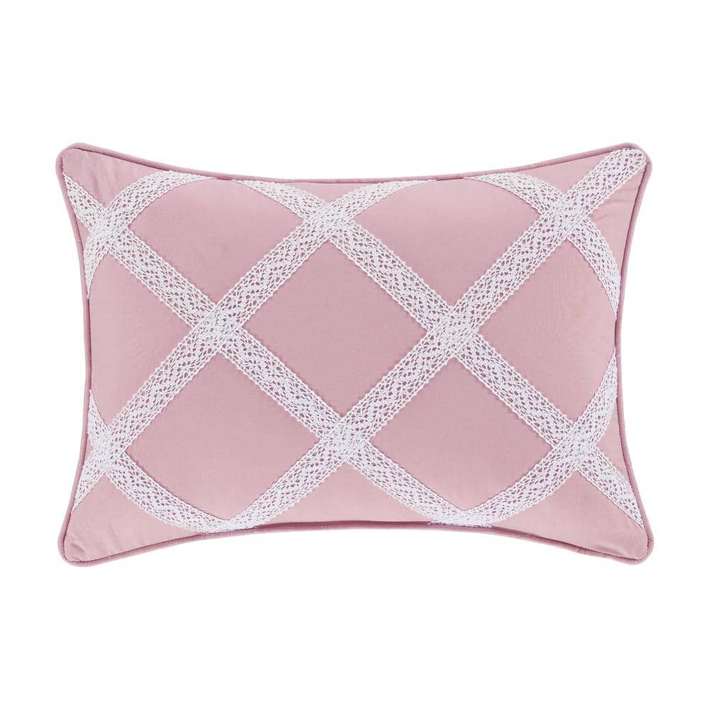 Rosemary Pink Lace Trim Boudoir Throw Pillow
