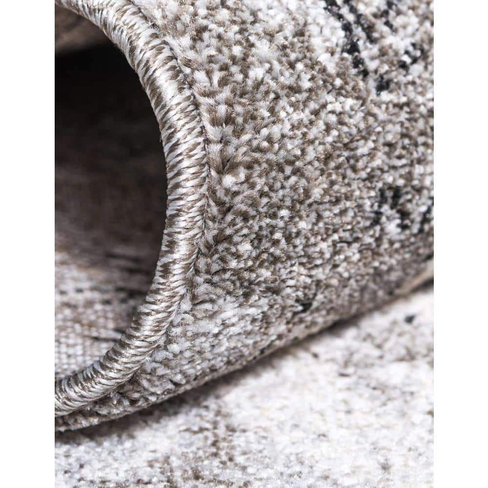 Reversible Easy Care Gray Synthetic 6' x 9' Area Rug