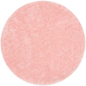 Arctic Shag Pink 5 ft. x 5 ft. Round Solid Area Rug