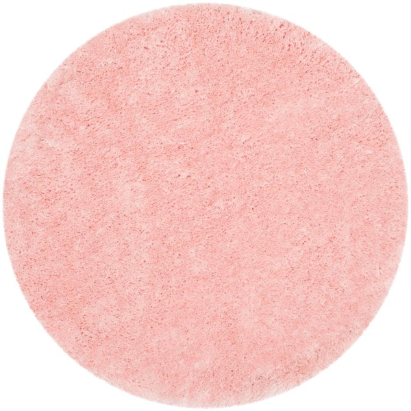 SAFAVIEH Arctic Shag Pink 5 ft. x 5 ft. Round Solid Area Rug