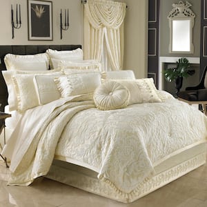 Maddison Ivory Polyester Queen 4-Piece Comforter Set