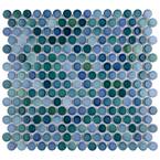 Hudson Penny Round Aquamarine 12 in. x 12-5/8 in. Porcelain Mosaic Tile (10.7 sq. ft./Case)