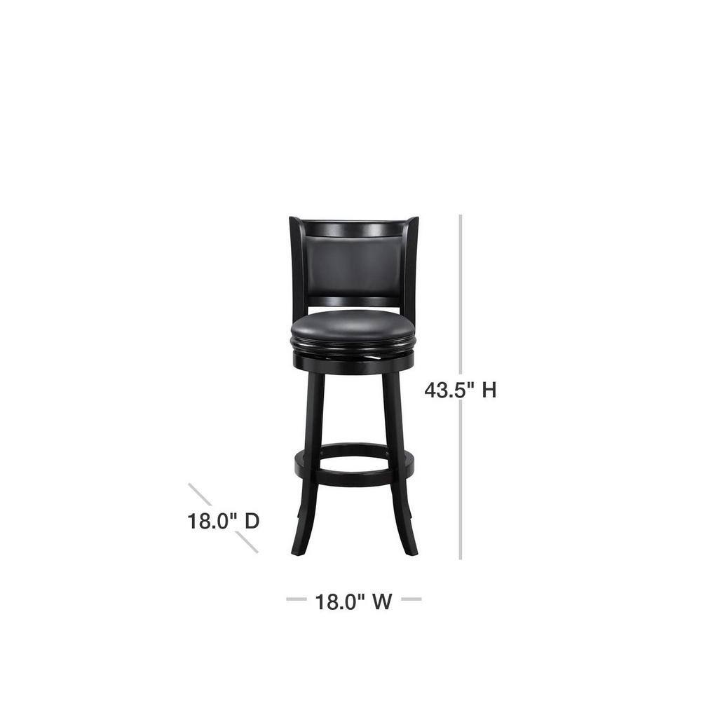 Augusta 29" Black Faux Leather Swivel Wood Bar Stool