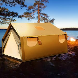 Canvas Wall Tent 10 ft. x 12 ft., Wall Tent with PVC Storm Flap, Large Canvas Wall Tent Waterproof, Camping Canvas Tents