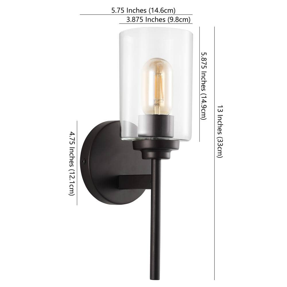 Juno 13" Oil-Rubbed Bronze LED Wall Sconce with Clear Cylinder