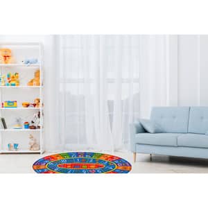 ABC Alphabet, Numbers & Shapes Educational Learning & Game Kids & Children Bedrooms & Playroom Oval Rug Carpet