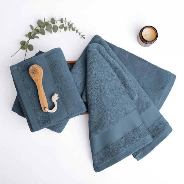 Hotel-Quality 4-Piece Light Blue Cotton Hand Towel Set