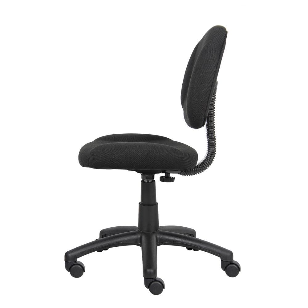 Black Nylon Swivel Armless Task Chair with Adjustable Height