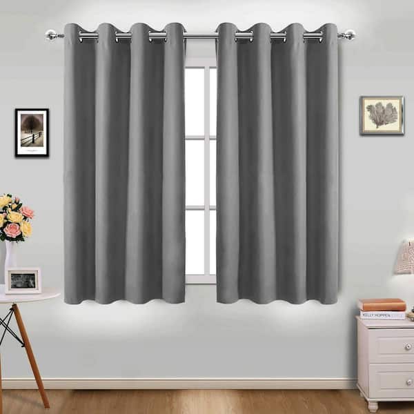 Pro Space 34 in. W x 72 in. L Blackout Curtains with Grommet Top Room Darkening Noise Reducing, Gray（2 Panel）