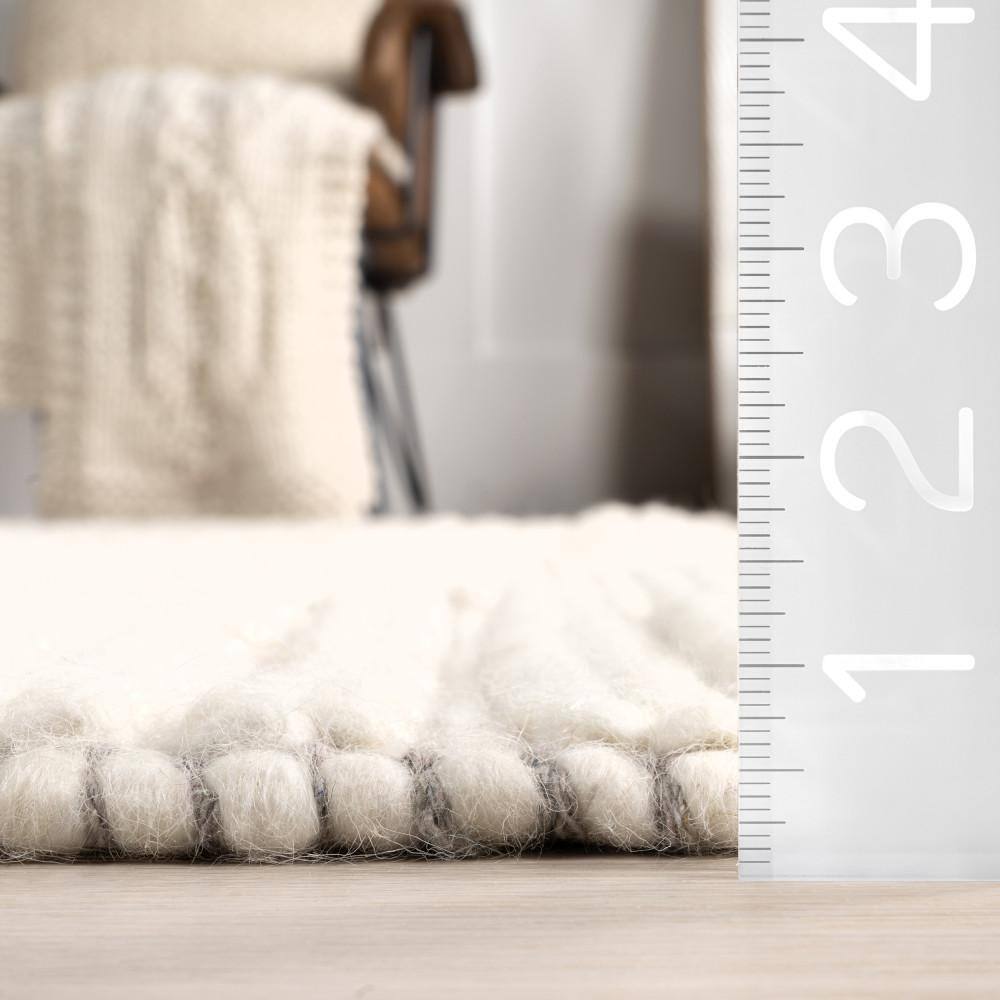 Ivory Geometric Wool 8' x 10' Rectangular Area Rug