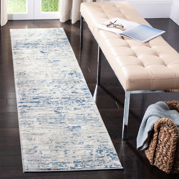 Jasper Ivory/Blue 2 ft. x 10 ft. Geometric Runner Rug