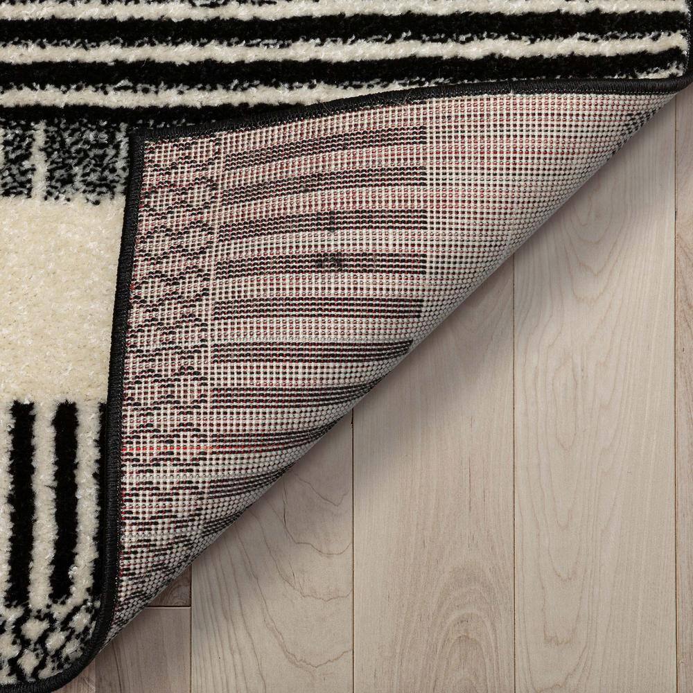 Athena Modern Moroccan Geometric Black and Dark Grey Area Rug