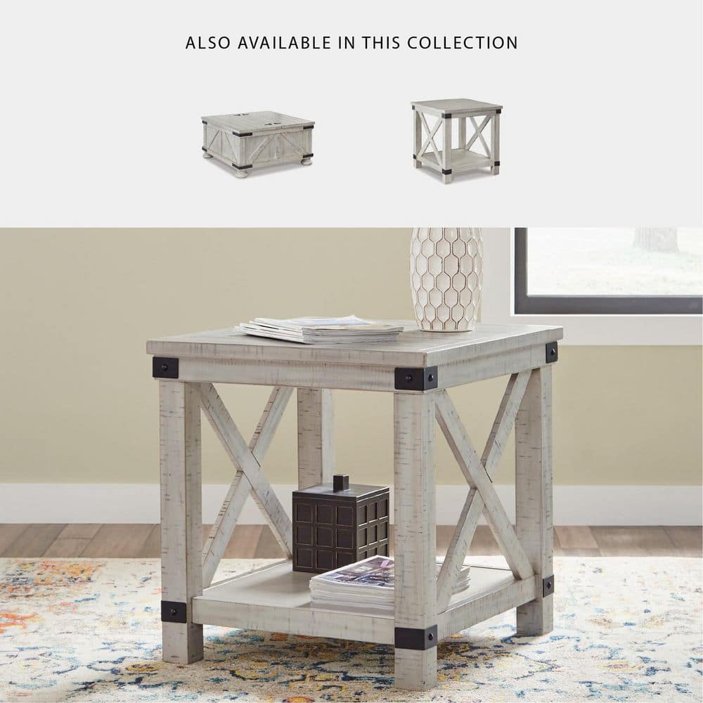 Carynhurst 24 in. White Rectangle MDF End Table with Lower Shelf - thumbnail 7