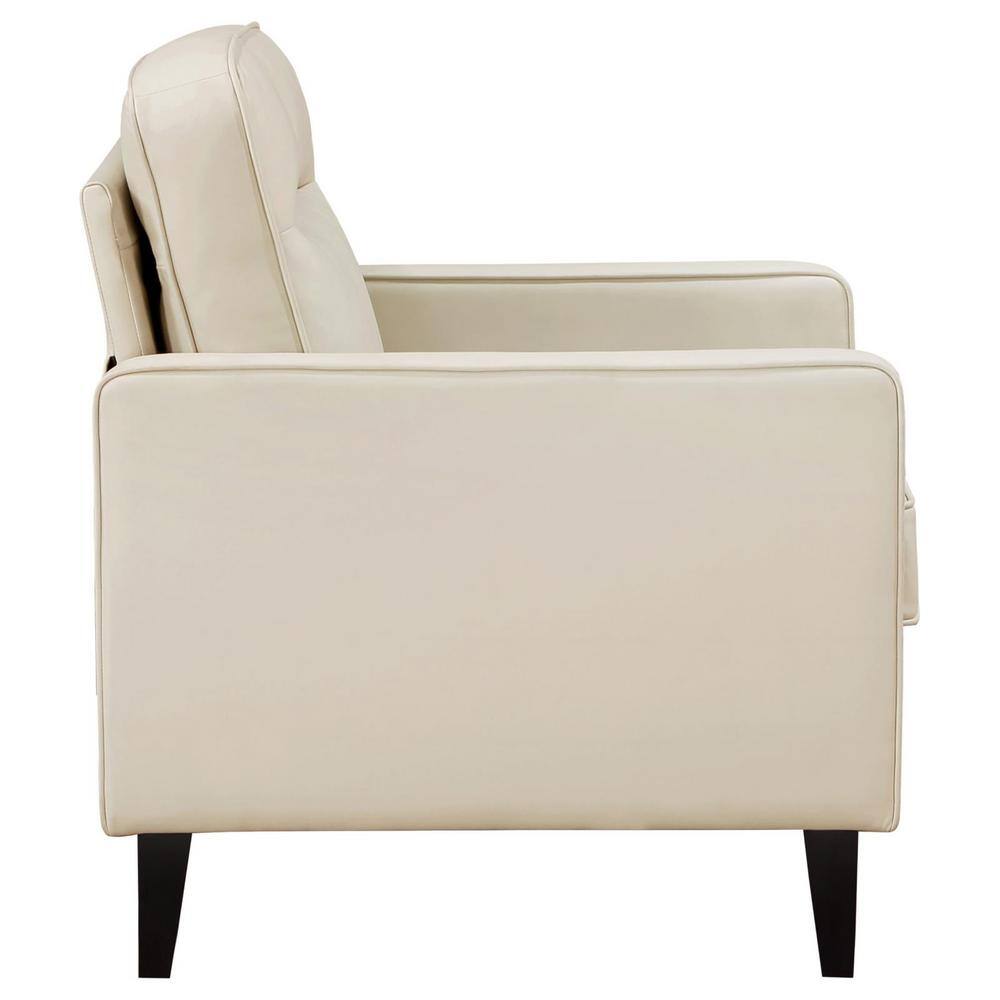 Cream Faux Leather Transitional Club Accent Chair