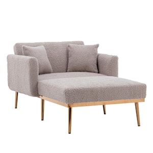 Modern Gray Teddy fabric Chaise Lounge Chair