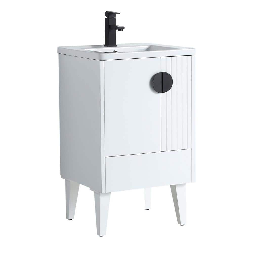 Venezian 20 in. W x 18.11 in. D x 33 in. H Bathroom Vanity Side Cabinet in White Matte with White Ceramic Top price history on PriceWatchPro