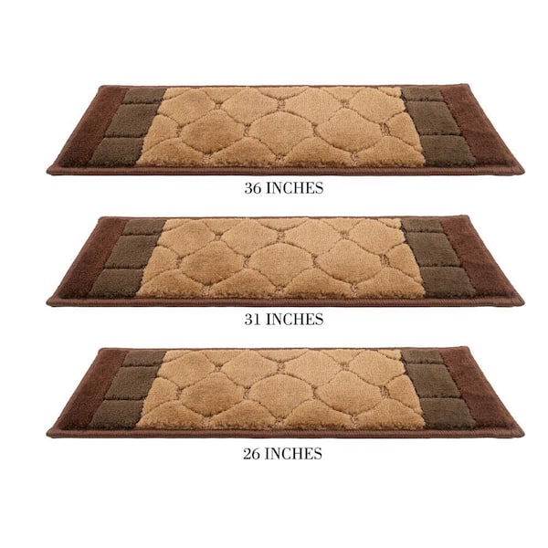 Custom Size Stair Treads Volley Brown 6 in. x 26 in. Stair Tread Cover (Set of 7)