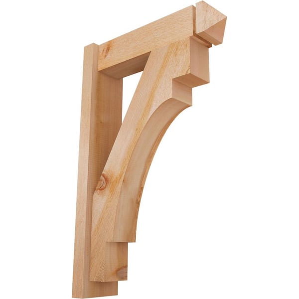 Ekena Millwork 6 in. x 34 in. x 22 in. Merced Arts and Crafts Rough Sawn Western Red Cedar Outlooker