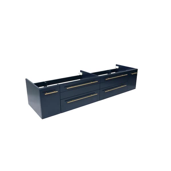 Fresca Lucera 72 in. Wall Mount Floating Double Bath Vanity Cabinet without Top in Royal Blue - Undermount Sink Compatible