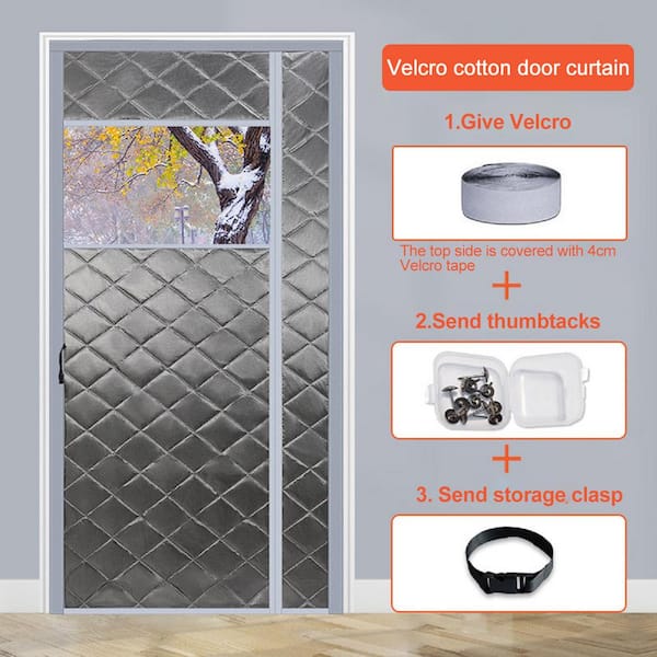 Home Thermal Insulated Door Curtain, Winter Thicken Cotton Heavy Duty PU Soundproof Sheet, Windproof Waterproof Cold Protection Blanket Livi並行輸入品 SmoothNovelty Clear Magnetic Thermal Insulated Door Curtain