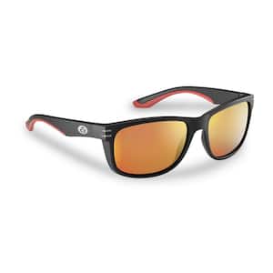 Double Header Polarized Sunglasses Black Frame with Amber Red Mirror Lens