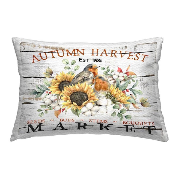 Autumn Harvest Market Yellow Rectangular Outdoor Throw Pillow