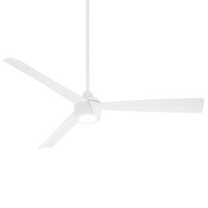 Skinnie 56 in. LED Indoor/Outdoor Flat White Ceiling Fan with Light and Remote Control
