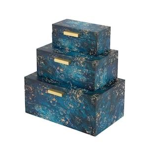 Rectangular Decorative Boxes Blue (Set of 3)