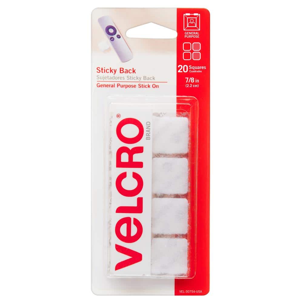 Velcro Sticky Back General Purpose Adhesive Fasteners, White Strips - 4 sets